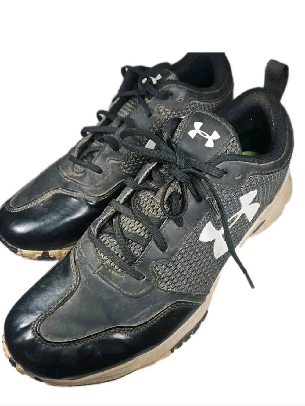 Under Armour Men Sz13 Black/White Rubber Turf Trainer Athletic Traction Y2K[6E